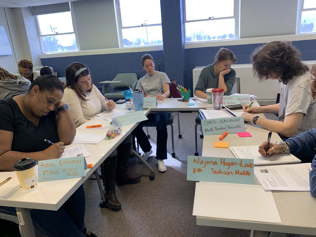 jenarberg's tweet image. On Saturdays, we do math. Packed house of @GCSchoolsNC Math 1 teachers working on linear and exponential functions. Makes my 💜 happy. #mathforeveryone