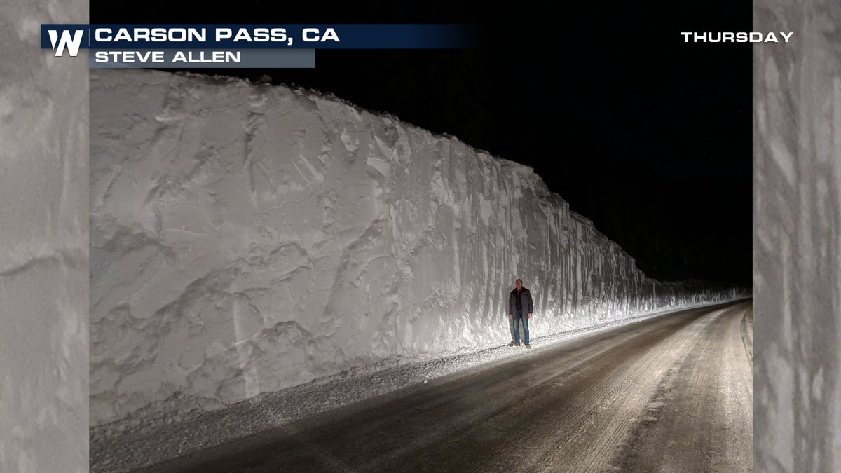 Whoa...this is one way to measure snow! Incredible perspective of how much snow has fallen through Thursday near the Kirkwood Ski Resort at Carson Pass, CA on Highway 88. A Winter Storm Warning &amp; Avalanche Watch currently is in place for this area. #cawx