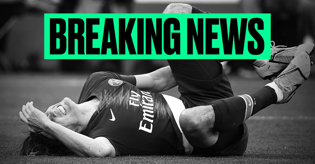 brfootball's tweet image. Edinson Cavani has been substituted at half time with a thigh injury.

PSG play Manchester United in three days. 👀
