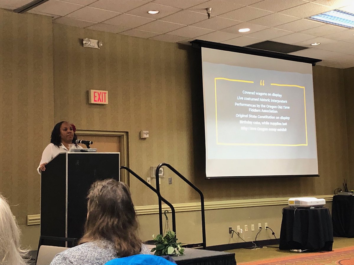 belliot66's tweet photo. Honored to have Dawnnesha W. Lasuncet Keynote, Education Specialist w/ODE Office of Equity Diversity & Inclusion at #OSLA19! Thanks all of you who braved the weather to be here. 🌟💜@oregonread #BuildGBSD https://t.co/TMfGSs1Y4q