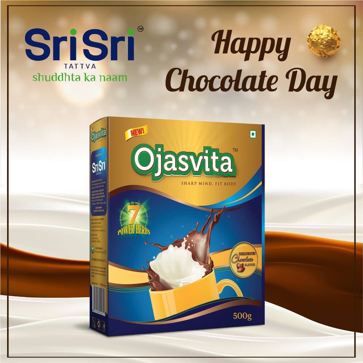 srisritattvaom's tweet photo. Happy Chocolate Day! 

To all the chocolate lovers out there! Celebrate this year with your morning cuppa Chocolate Ojasvita!! It's yum, it's healthy and it's for everyone! 

Visit https://t.co/haG4RB6RV9 Exclusively available in SPAR stores. 
#Chocolateday #justpurity https://t.co/a18XFiPWEy