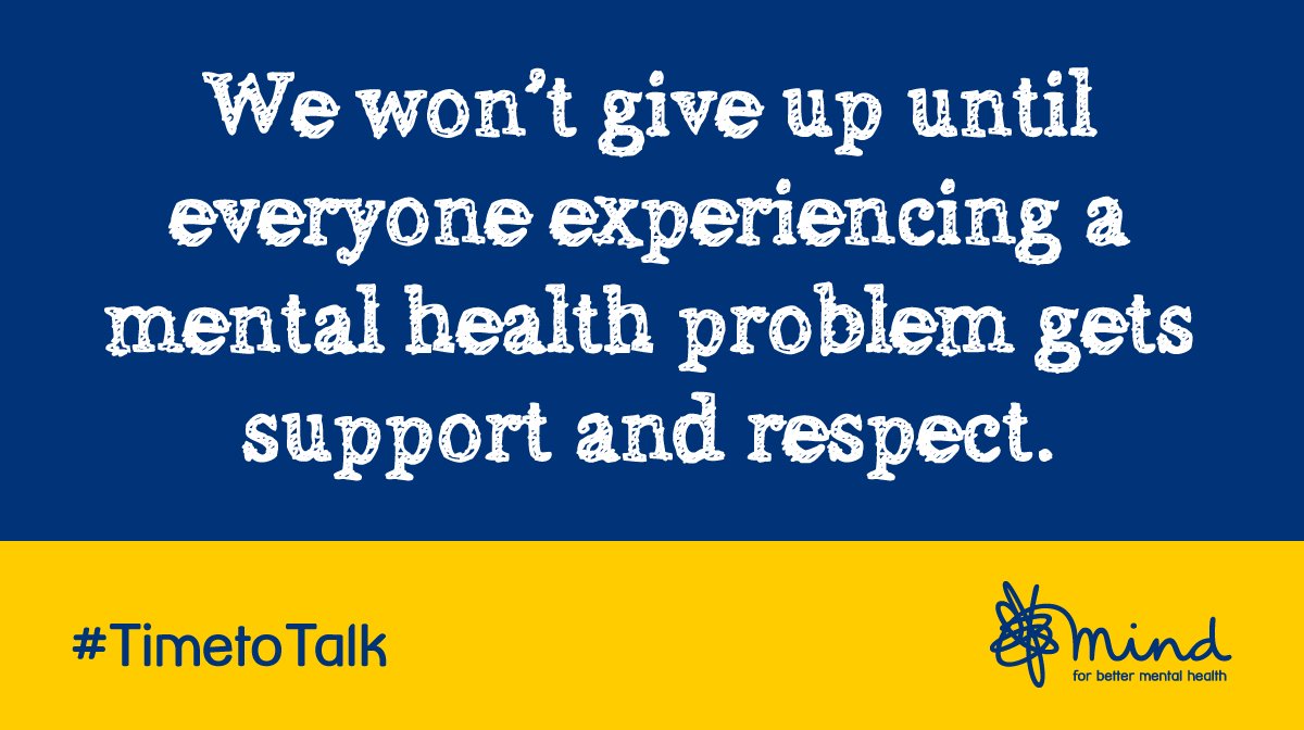 MindCharity's tweet photo. #TimetoTalk Day is coming to a close, but there's still time to have your conversation.

Talking about mental health is so important, but we also know that too many people can't get the support they need from services and the welfare system. We'll keep fighting to change that. https://t.co/xS5lJxSwTZ