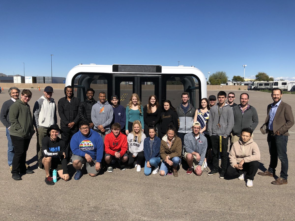 ASU_CSCR's tweet photo. Our @HumanitiesLab_ students exploring the #futureofthecar #meetolli @localmotors https://t.co/VI542lPDst