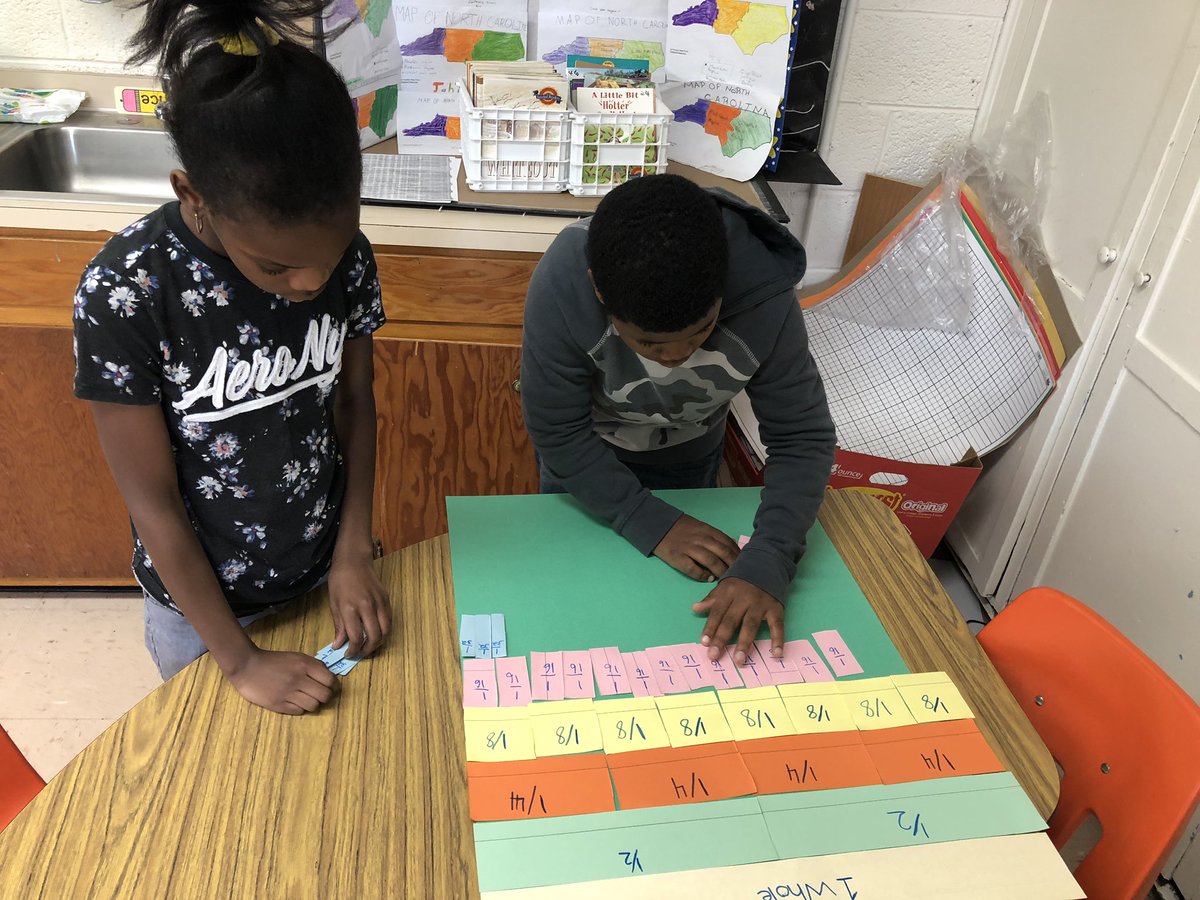 Fourth graders being creative making fraction charts aligned with 4NF.1 at #NewHope ✏️
