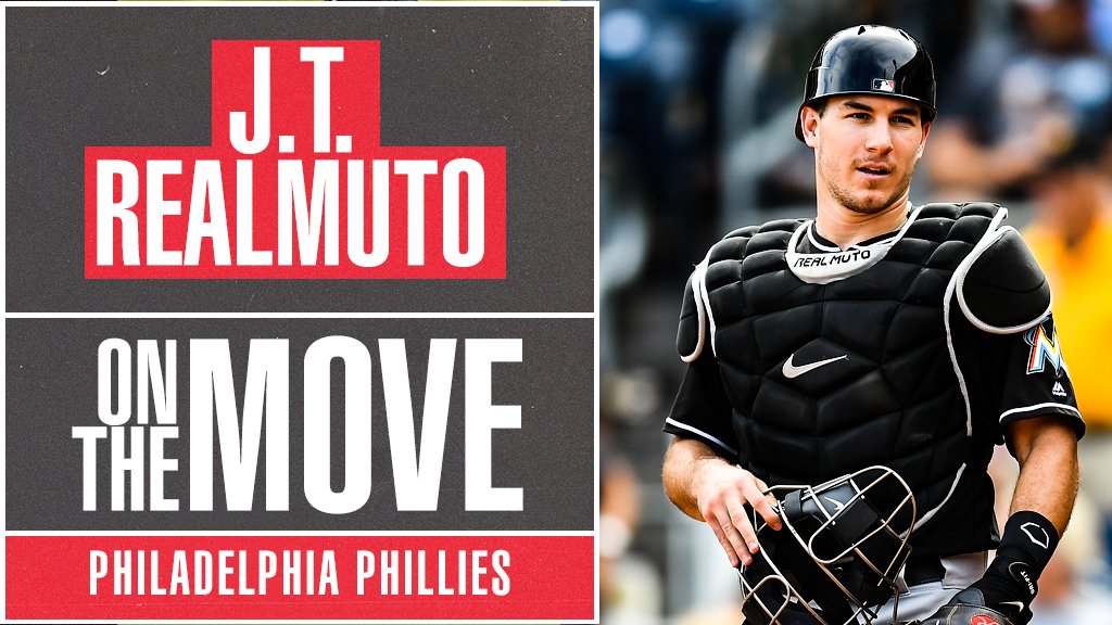 The J.T. Realmuto sweepstakes are OVER.

<a href="/Phillies/">Philadelphia Phillies</a> reportedly acquire the All-Star catcher from the <a href="/Marlins/">Miami Marlins</a> for Jorge Alfaro, pitching prospects Sixto Sanchez and Will Stewart, and international bonus slot. atmlb.com/2RORZwZ