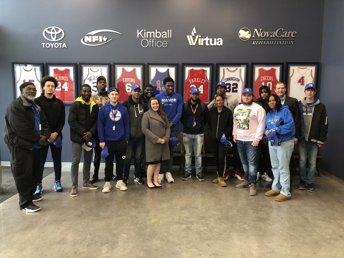 JP_Lutz's tweet photo. @ManorCollege students visited the @sixers headquarters today. Thank you to to everyone at the #sixers organization who made this opportunity possibility &amp; took the time out of your schedule. 

@ScottONeil @jillsnod @BenCobleigh https://t.co/wovbiQzZm1