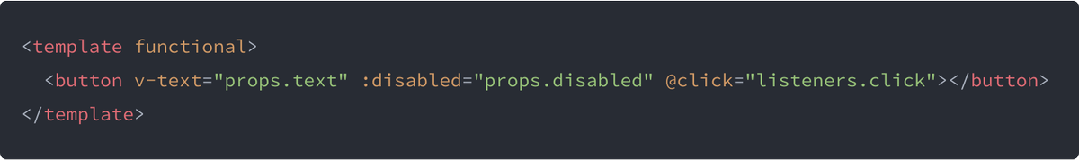 José Carneiro (@josemcarneiro) on Twitter photo One of the quick performance tips I delivered at <a href="/vuejslisbon/">Vue.js Lisbon</a>: for straightforward, frequently used components, consider using the functional component architecture. Building a functional button component in #vuejs can be as simple as the following: One of the quick performance tips I delivered at <a href="/vuejslisbon/">Vue.js Lisbon</a>: for straightforward, frequently used components, consider using the functional component architecture. Building a functional button component in #vuejs can be as simple as the following: