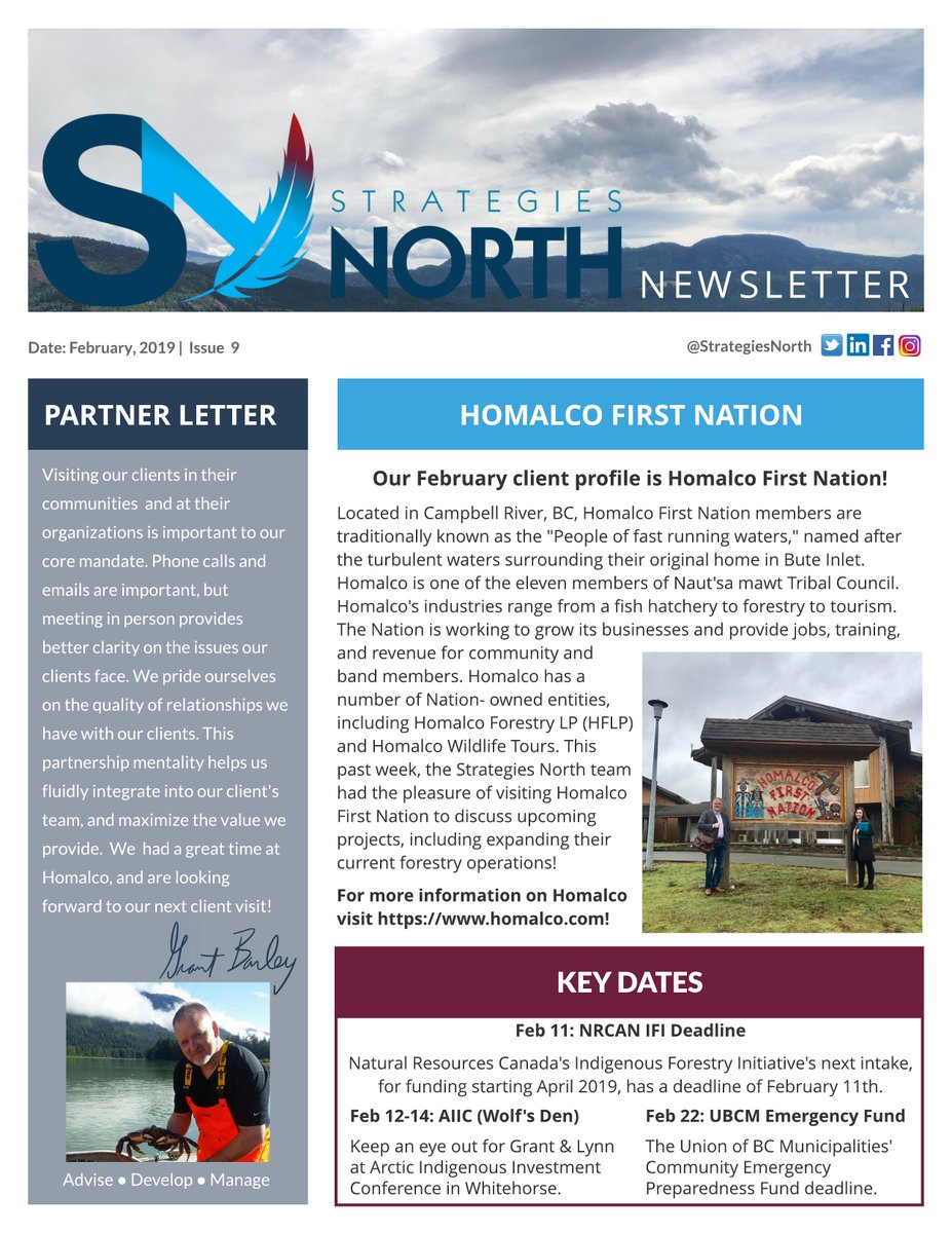 StrategiesNorth's tweet photo. Have you heard?  Our February Newsletter is live!
Not on our mailing list? Send us a message with your email or visit our website and sign up!
#CapacityBuilding #StrategiesNorth #Indigenous #Funding https://t.co/sOhVTGUSpg