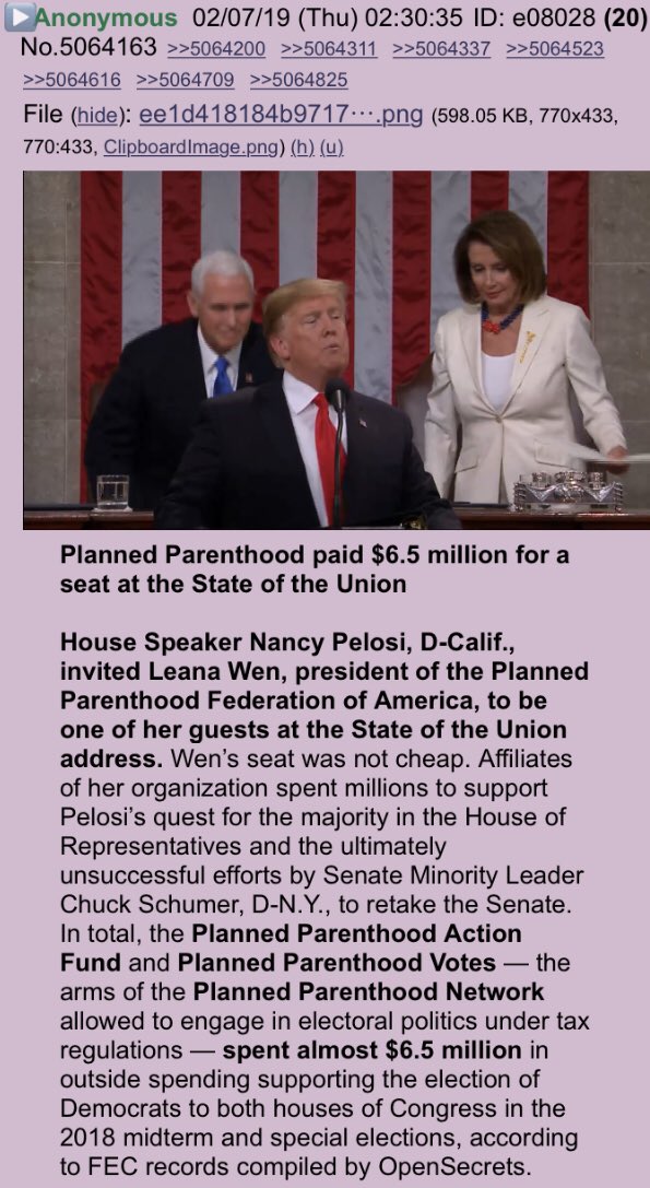 2runtherace's tweet photo. Planned Parenthood paid $6.5 million for a seat at the State of the Union!! Anon notable!!
#QAnon #PPSOTU #AuditPlannedParenthood @realDonaldTrump https://t.co/w5WbiNoPUn