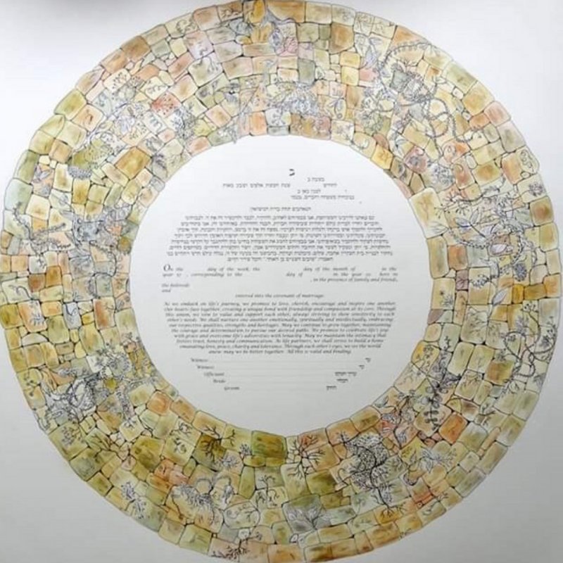 @amyartsyou has used our DIY Ketubahs to make custom artwork for couples and we're so excited to share them! This one takes us to the cobblestone streets of Jerusalem, don't you think? 

Thank you Amy for sharing your work with us. There are more to come!