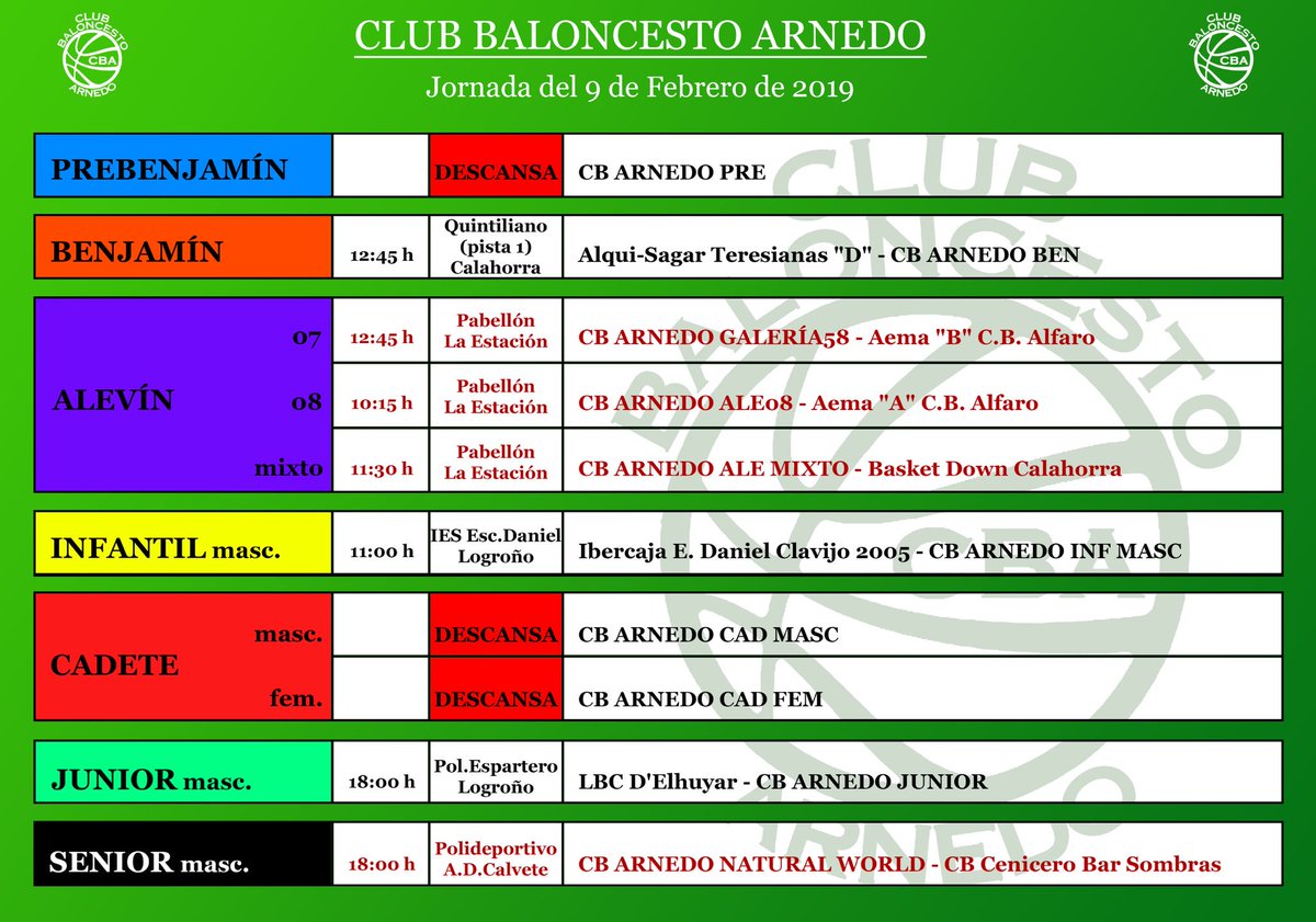 Aquí os dejamos los partiditos del finde... vamos chic@s!!! 💪🏼🏀💪🏼