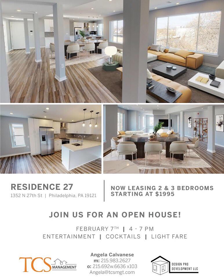 DesignProDev's tweet image. Join us today at the Open House event for Residence 27! Come explore our brand new seven unit building. Stick around to get the full experience of the penthouse while enjoying music by our DJ, light food and refreshments 🎶🍻🍤