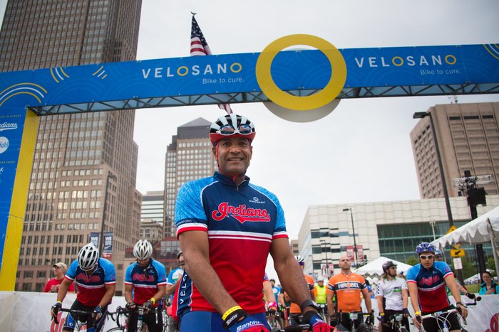 Congratulations to former @Indians catcher and #VeloSano participant Sandy Alomar Jr. for receiving the Lifetime Achievement Award at the 19th <a href="/CLESports/">Greater Cleveland Sports Commission</a> Awards last night. We love having you a part of the VeloSano family! #CLESportsAwards