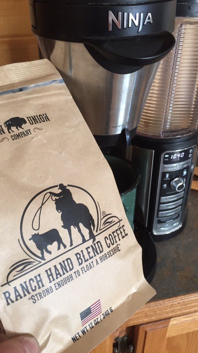 schrieferranch's tweet photo. Just got in from feeding and need another cup of my favorite joe! Water is all open and every mouth on the place is chomping...this weather can suck it though! @BisonUnion #WinterTimeIsCoffeeTime #Kidding #ItsAlwaysCoffeeTime https://t.co/6IIWLzdhSC