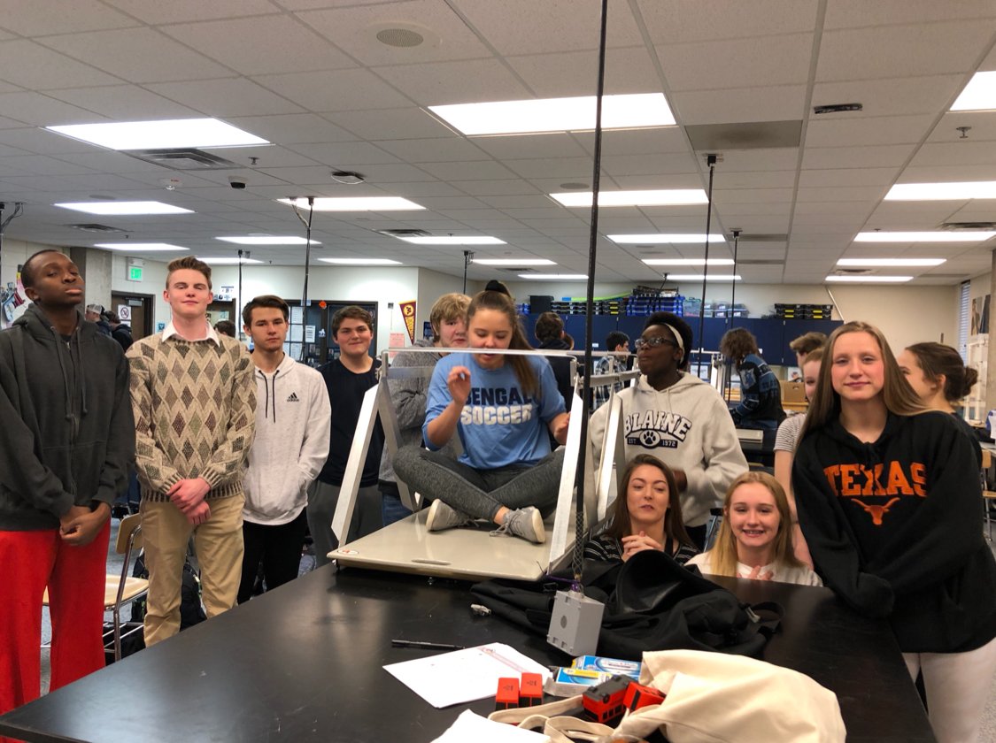 PLTW Civil Engineering Students building bridges today with Transportation YOU <a href="/PLTWorg/">Project Lead The Way</a> @WTSMN <a href="/TransportationU/">Transportation YOU</a>