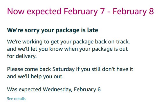 Poebium's tweet image. My first attempt at same day delivery with @Amazon. I should have just picked up the order at the store on the way home. Amusing they offer to help me out if its 3 days late....
