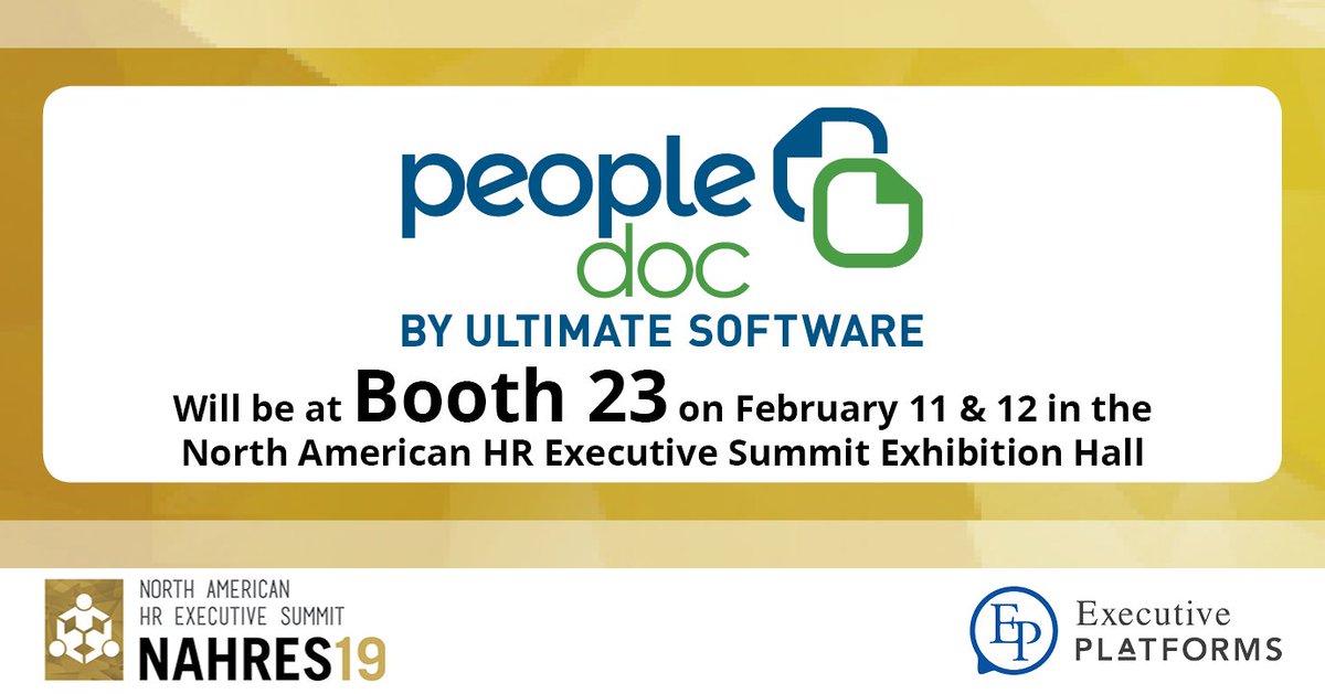 NAHRES by Executive Platforms (@ep_nahres) on Twitter photo Putting people first. How can you upgrade your employee experience? <a href="/PeopleDoc_Inc/">PeopleDoc Inc.</a> is eager to answer that question. We look forward to speaking with them next week at booth 23 of the #NAHRES19 Exhibition Hall. #HR #HumanResources #ExecutivePlatforms Putting people first. How can you upgrade your employee experience? <a href="/PeopleDoc_Inc/">PeopleDoc Inc.</a> is eager to answer that question. We look forward to speaking with them next week at booth 23 of the #NAHRES19 Exhibition Hall. #HR #HumanResources #ExecutivePlatforms