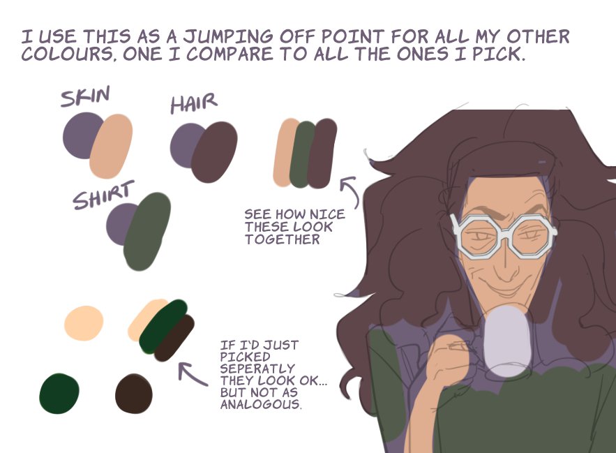 hattersarts's tweet image. someone asked about how i pick colours so i did a little tutorial.

there&apos;s a bit more info on the tumblr post: hattersarts.tumblr.com/post/182635413…