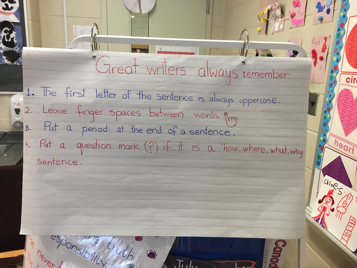 c_parkview's tweet photo. #writingconventions #earlyliteracy Ss brainstormed the following writing conventions to share within our class. They will refer to the anchor chart when checking their writing works! https://t.co/LgWZaJctRL