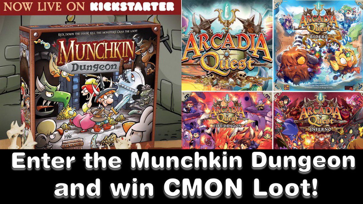 SJGames's tweet photo. Enter the Munchkin Dungeon HERE https://t.co/eKCkDOOHCC 
Fight the Monster, Win @CMONGames Loot!
ONE winner will receive the following fiery prize pack
Arcadia Quest Core Set
Arcadia Quest Inferno
Arcadia Quest Riders
Arcadia Quest Fire Dragon
 #boardgames #Giveaway #PlayMunchkin https://t.co/4iINvPathq