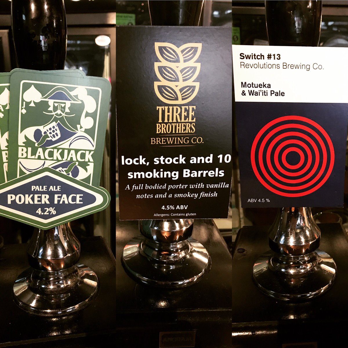 HOHDarlington's tweet photo. This evenings cask selection from @revolutionsbrewingco @blackjackbeers and @ThreeBrewing #craftclub #caskales #thursdaynightlineup #darlington https://t.co/XJFBJj4ZSI