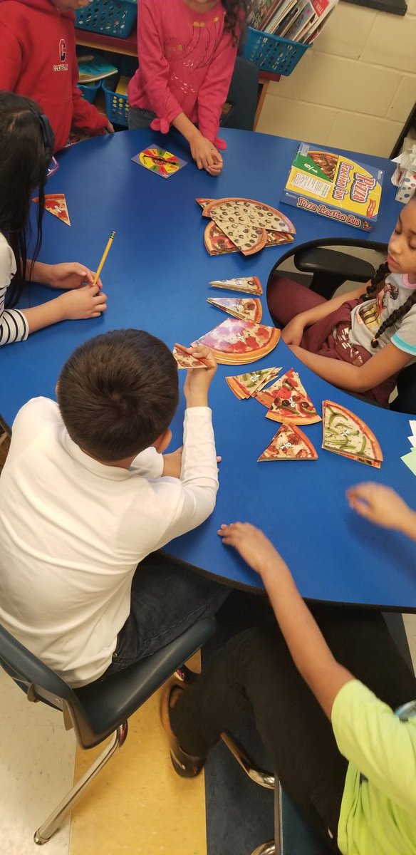 MrsAkauola's tweet photo. Fraction Game Day was a hit! Centers included: Fraction art, a matching game, roll & cover, @prodigy_math_game , Pizza Fractions, & creating equal fractions. #Fractions #mathcenters #mathart #fractionpizza #fractionpie #3rdgrade #handson #RahwayInspiresLearning https://t.co/QrywuxwePR