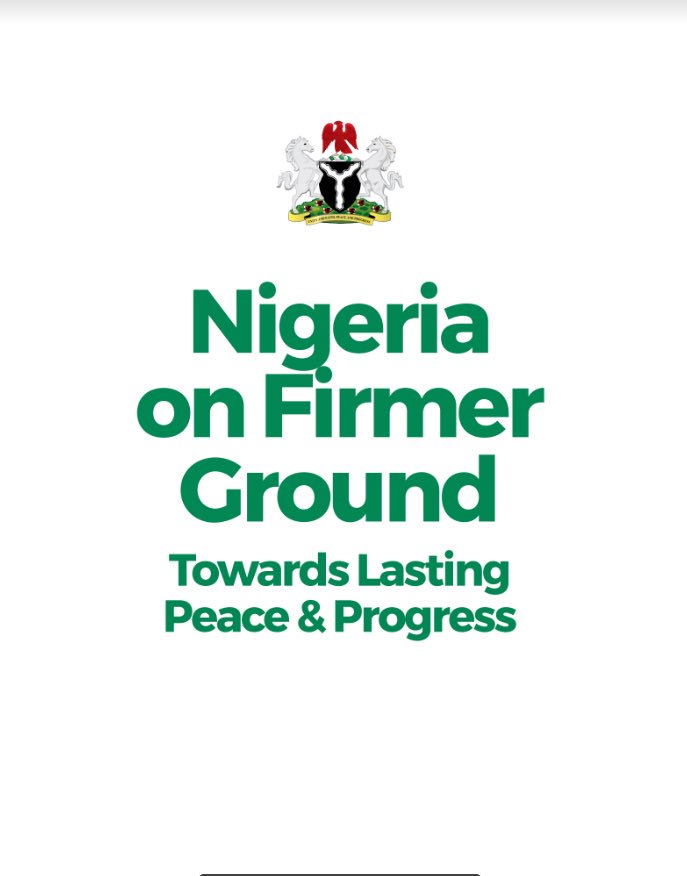 NGRPresident's tweet photo. New Book | NIGERIA ON FIRMER GROUND: Towards Lasting Peace &amp; Progress: https://t.co/FmNWCM2rF9

Launching tomorrow at the State House, Abuja. https://t.co/cUw4ux7ycX