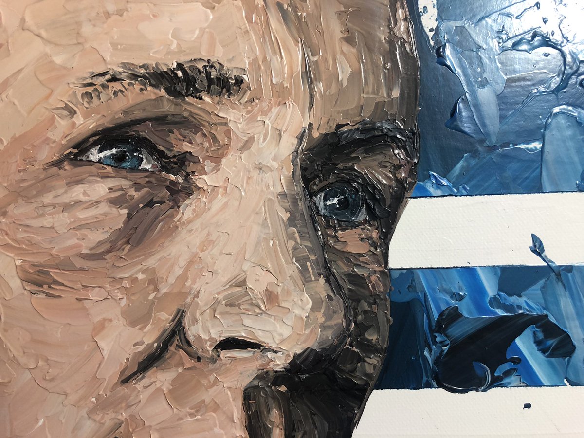 formulaart's tweet image. It’s all in the eyes. 
John Surtees palette knife painting 

#currentprogress
@Motor_Sport