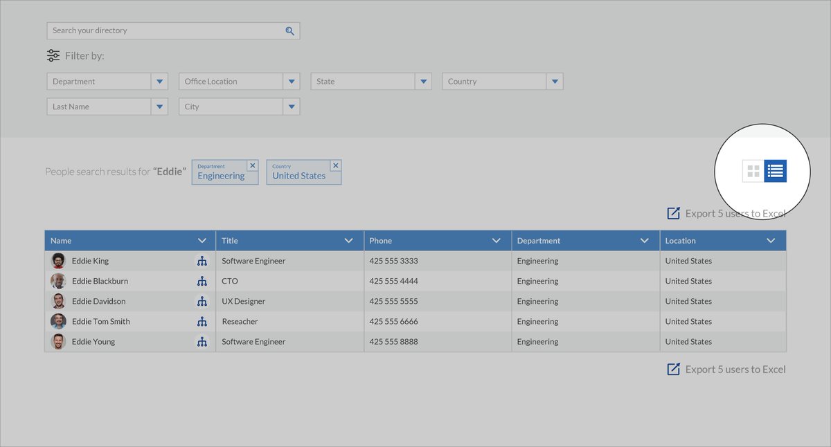 Check out the brand new in  Table View in Live Directory #employeedirectory #corporatedirectory #companydirectory #Office365 hubs.ly/H0gjS9G0