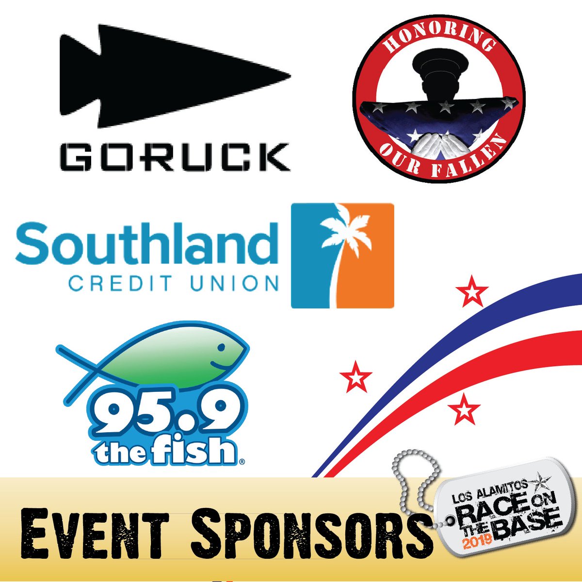RaceontheBase's tweet photo. Thank you to our awesome event sponsors for their generous support! Be sure to check them out on race day! #rotb #rotb2019 https://t.co/wYVMbcB6EV