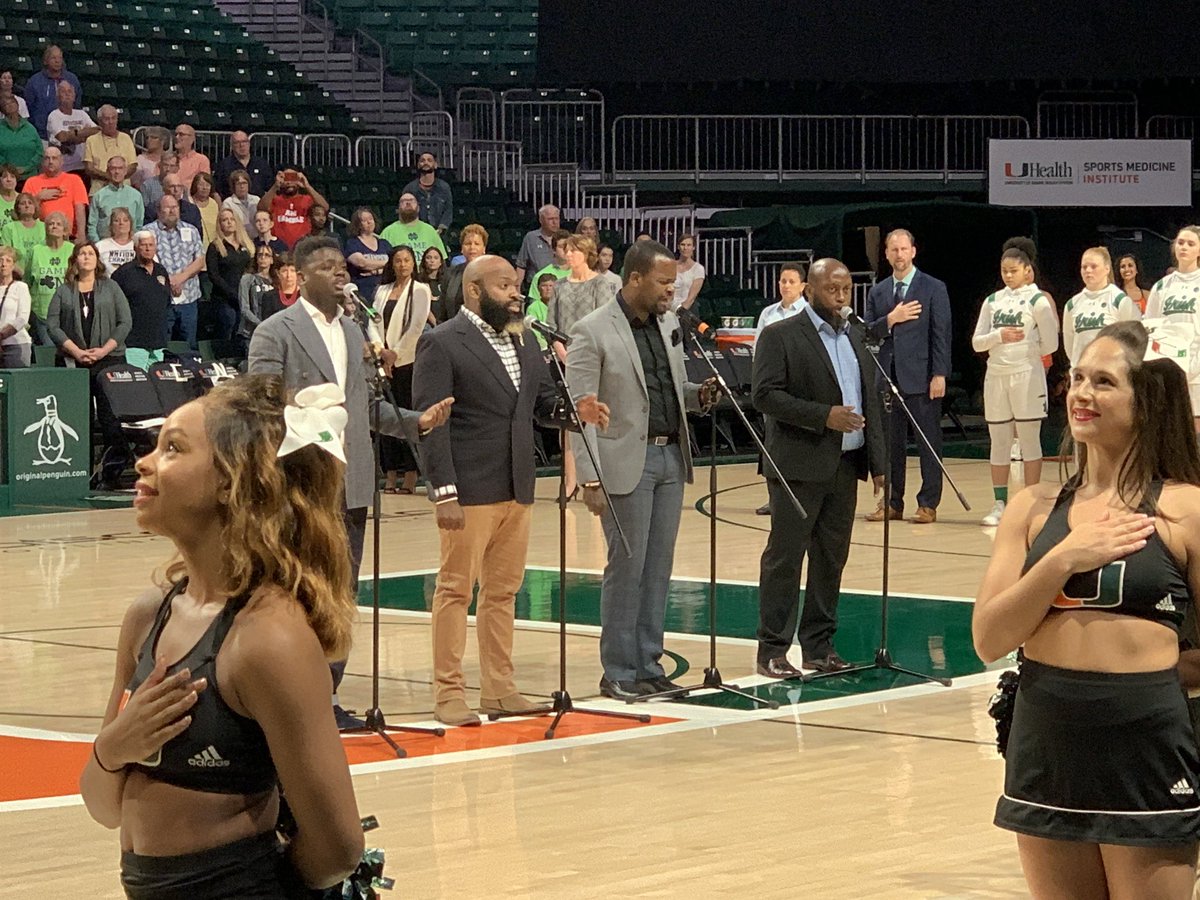 UT_DCCE's tweet photo. @MiamiHurricanes Celebration of Black Culture continues at the @CanesWBB game vs @ndwbb. @UTAustin VP Leonard Moore and Dr. Louis Harrison were recognized at tonight’s game. #ThisIsTexas #BSASummit #AAMRI https://t.co/VePZd5FAkt