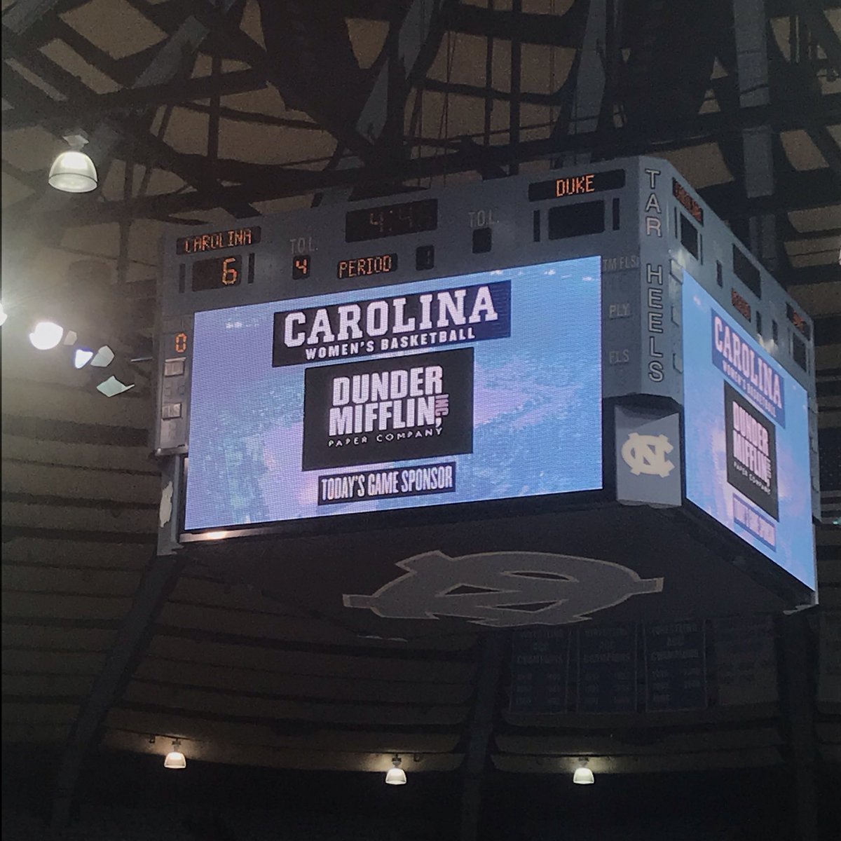 emilypadula's tweet photo. an Office themed basketball game UNC is truly a school after my own heart https://t.co/mCHL6H68Iz