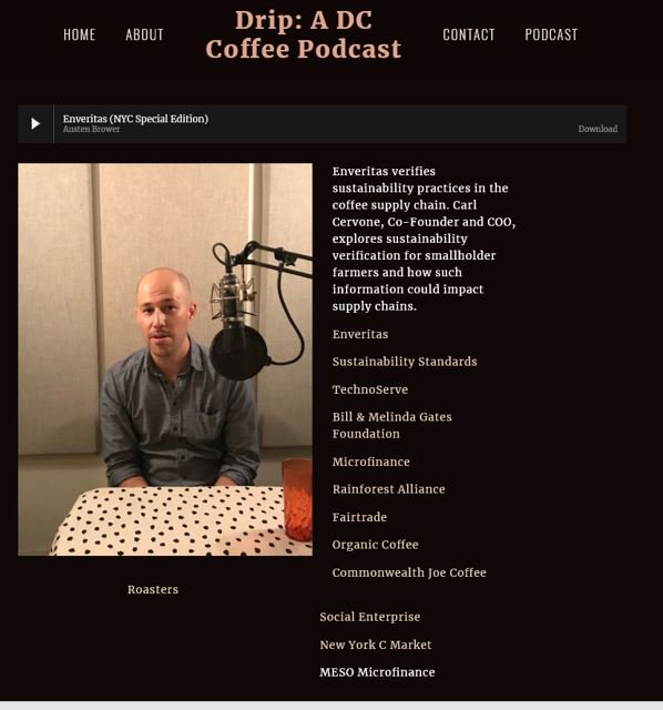 Thank you <a href="/DripDCpodcast/">DC Drip Podcast</a> for an insightful interview (bit.ly/2Gcwi8s ) with Carl C of Enveritas. Loved hearing how they use #satelliteimagery &amp; #MachineLearning to verify #sustainabilitypractices in the #coffee #supplychain for #smallholders. #DataforGood #SDG1 #AgTech