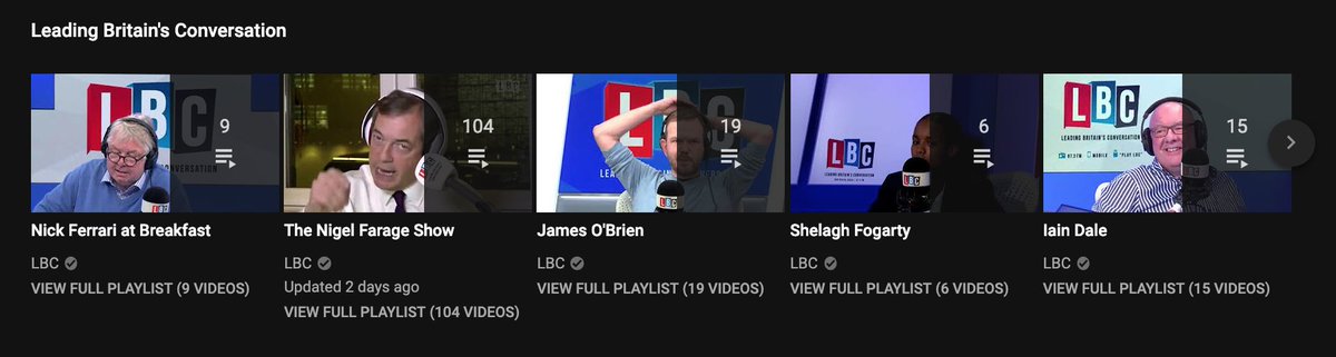 simsjamie's tweet photo. How is this Leading Britain's Conversation, @LBC? Why is every one of Farage's show's uploaded and not your other hosts? Where's @mrjamesob? https://t.co/CWclWGVg8D