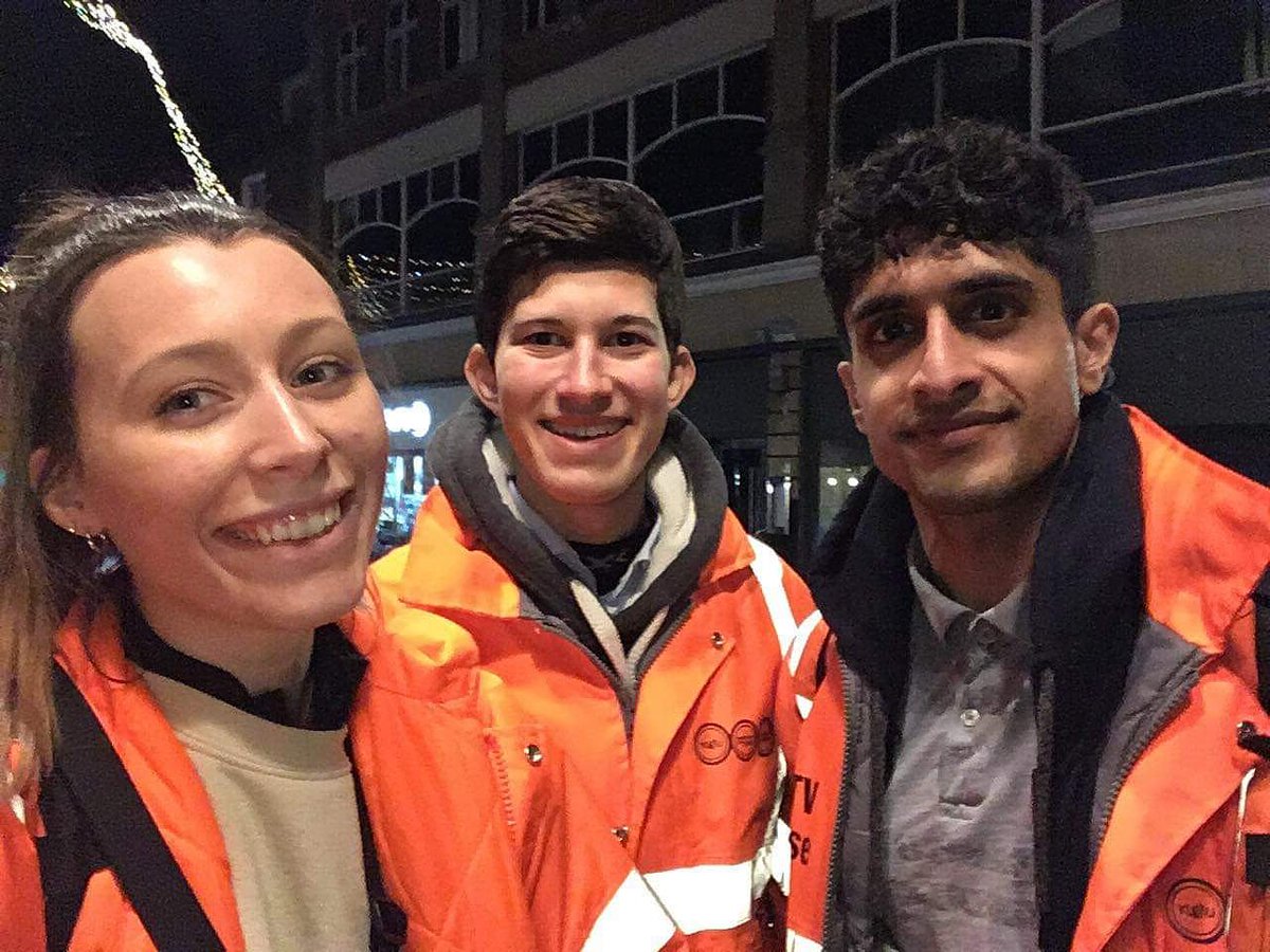 YUSU_NightSafe's tweet photo. NightSafe are out again tonight! ๐ Tonight's very smiley team are Andrea, Jessica, and Sam. They'll be at and around Fibbers but remember they can be reached through the bouncers if you can't see them! #StayNightSafe ๐ฆ https://t.co/hQ5zA3NzNj