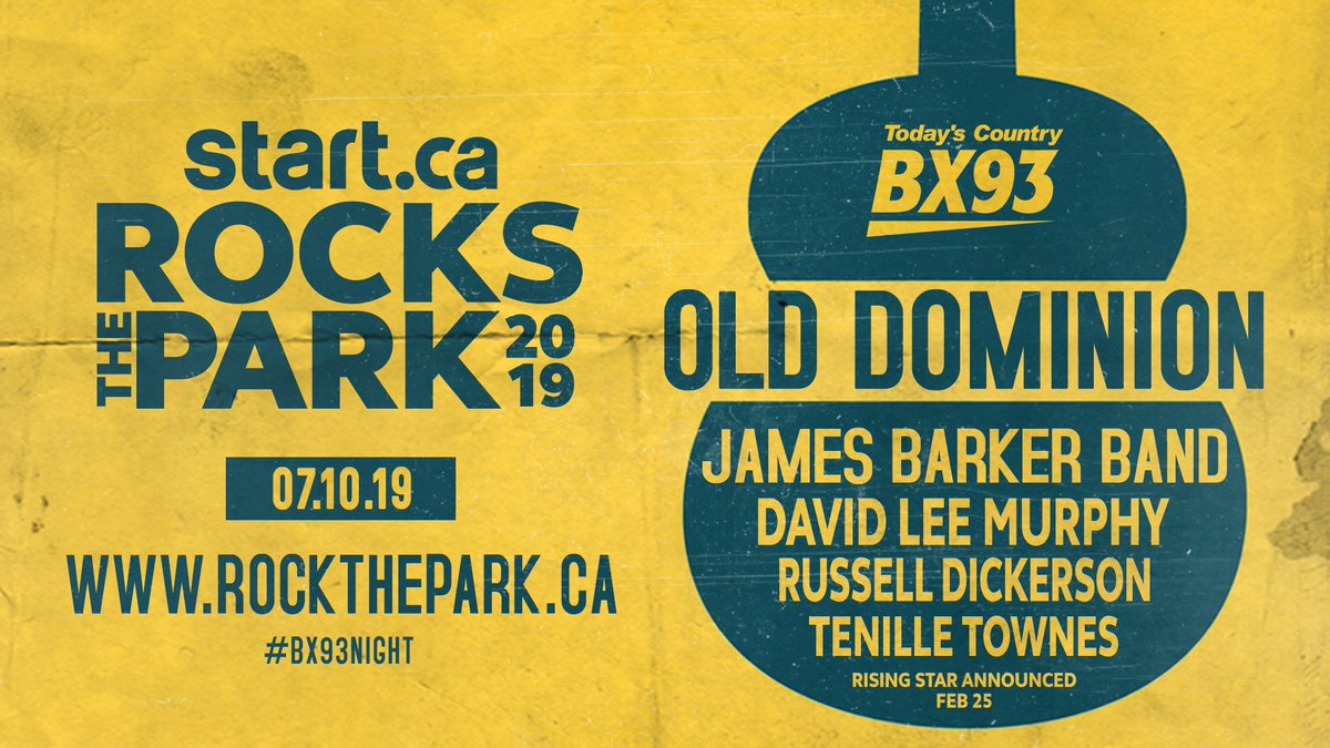 OldDominion's tweet photo. Canada, presale tix for our show at @RockTheParkLDN are now on sale. Use code RTP2019. General onsale Friday at 10am. https://t.co/tUQXX1e8q8 https://t.co/rrIfJAHvd8