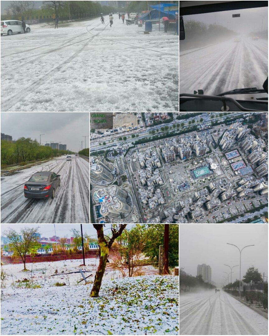 #Hailstorm in #Delhi and nearby areas. Unbelievable visuals. 😳 #DelhiWeather