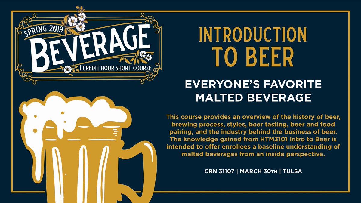 Intro to Beer &amp; #MaltedBeverages is for students &amp; friends! 
Students, you can take this course as credit and anyone interested in the history &amp; #brewing process of #beer can register as well! 
🍺Taught by @Beerman_Wes of <a href="/MarshallBrewing/">Marshall Brewing Co.</a>, more details at bit.ly/tulsabeernoncr…
