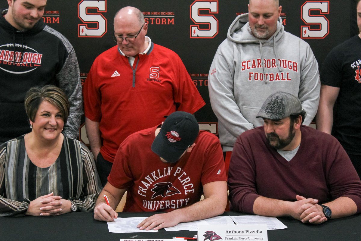Senior Anthony Pizzella Sign NLI to continue his education and football career at Division II institution Franklin Pierce University!! Congratulations on all your dedication and hardwork!!!!! ⚡️🌩️✍️#GOSTORM #STORMFOOTBALL