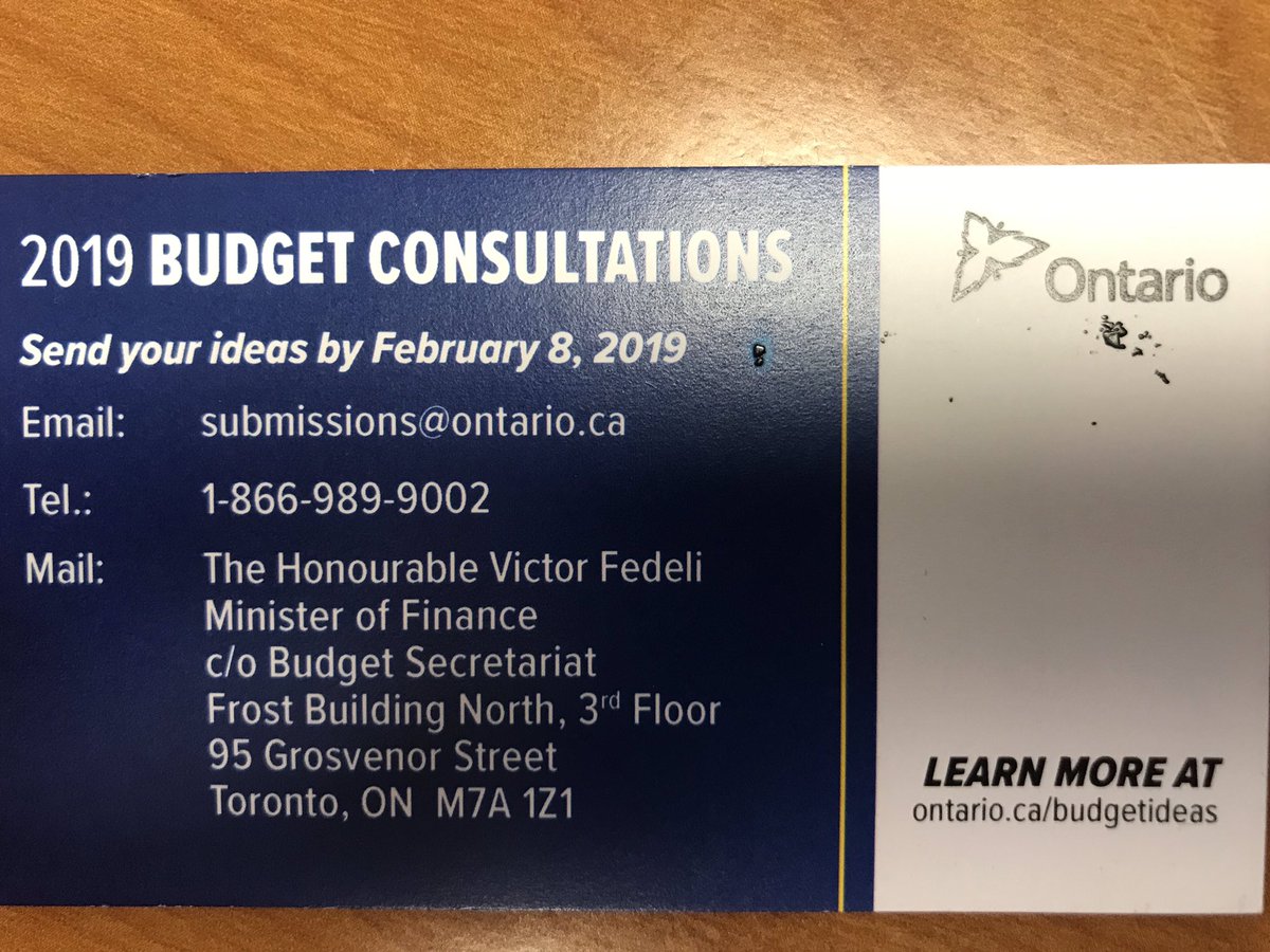 karijefford's tweet photo. The Ontario Minister of Finance wants to hear from all of Ontario on how to spend our tax money.  Please submit your wish list as soon as possible! https://t.co/ZxRFlrBsj9