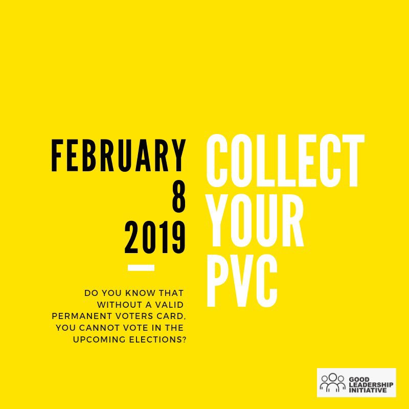 Are you aware that the Permanent Voters Card (PVC) collection ends tomorrow February 8, 2019. Have you collected yours? Let your voice be heard in this election. #NigeriaDecides2019