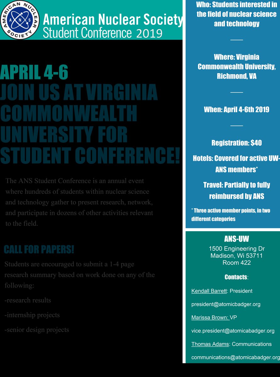 If you're interested in attending ANS student conference and haven't signed up yet you can follow the link to get registered!  studentconf.ans.org/attend/ #ANSStudentConference