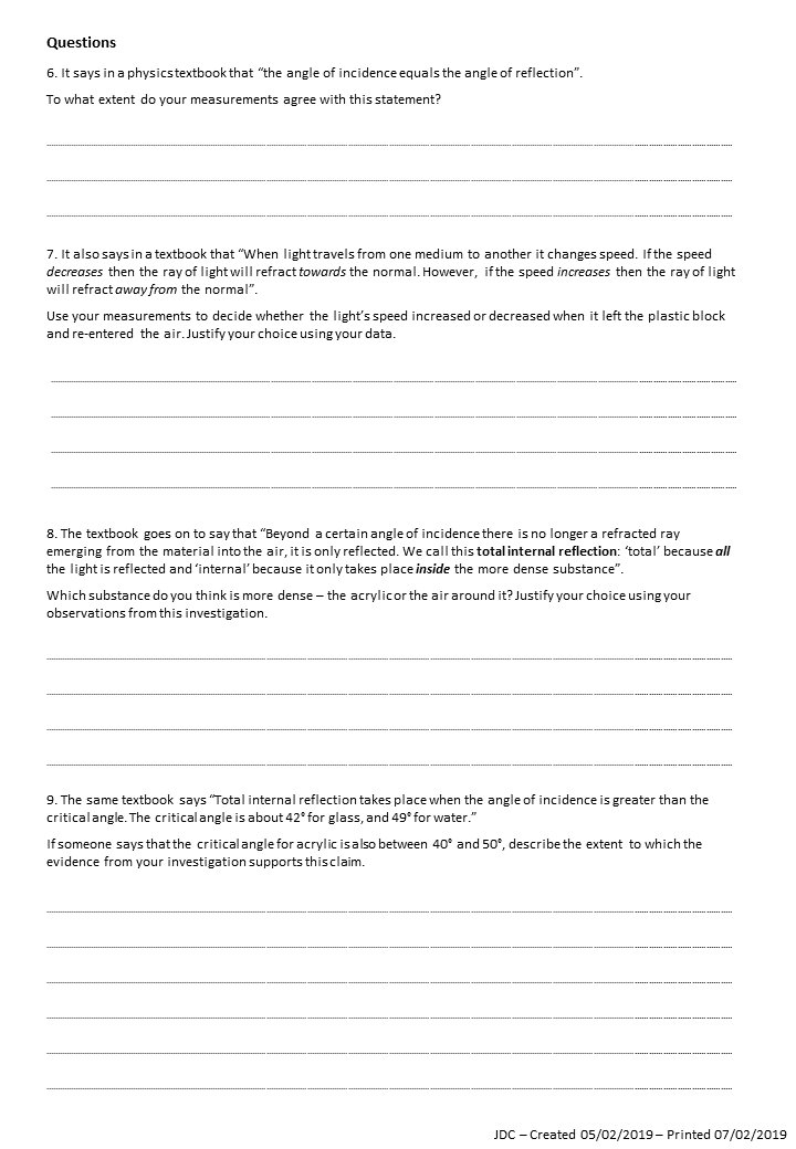 drjimchampion's tweet photo. More #IntegratedInstructions - this time for investigating reflection and internal reflection from a semicircular acrylic prism. Protractor readings made without the faff - focus on accurate aiming instead. #cogscisci #RadleyPhysics #RCPD #PracticalPhysics #GCSEphysics https://t.co/VWu6EgyBli