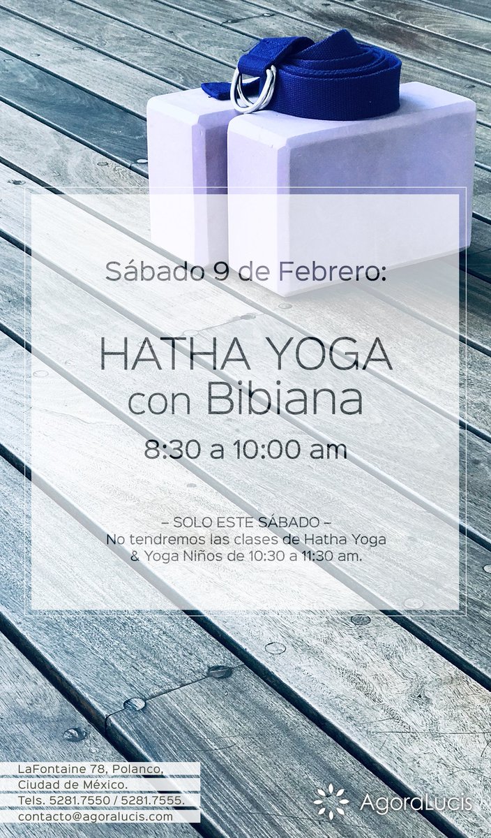 Sábado 9 de febrero | Clase de Hatha Yoga con Bibiana se realizará de 8:30 a 10:00 am.

Por única ocasión, no tendremos las clases de 10:30 a 11:30 am.