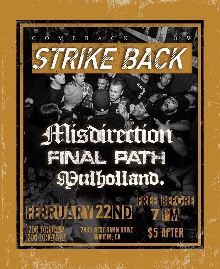 FinalPathCA's tweet photo. 2/22 in Anaheim, comeback show for @strikebackoc !! RT https://t.co/xcqIPwZt7A