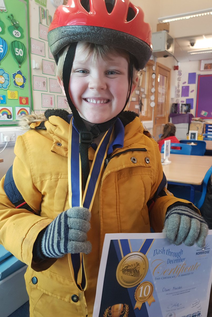 Y1Penguin's tweet photo. Well done to this superstar for achieving this amazing medal for his fantastic effort in our Dash Through December @norbridge315 🌟 https://t.co/xhhOLeU8fp