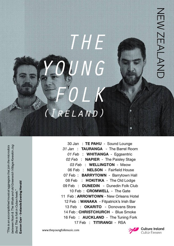 The Young Folk - Tonight, 7.30pm Old Lodge Theatre

“One of the most promising young bands to come out of Ireland in several decades” (Maverick Magazine)
Tickets, <a href="/hokitikaregent/">Hokitika Regent</a> or doorsales fropm 7pm