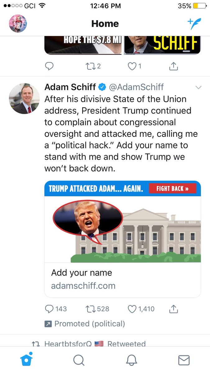 Cry baby! 🤣🤣🤣 awwwww looks like poor Adam is up schitt creek without a paddle and needs to ask his base to fight his battles. Trumps gonna save water by using liberal tears 😭 to wash his hair