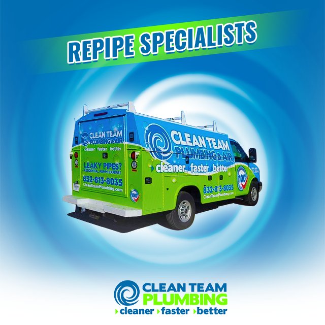 CleanTeamRepipe's tweet image. At Clean Team Plumbing, we’re focused on offering the absolute best repiping services that money can buy. Contact us today for cleaner, faster, better plumbing services. #houston #repipe #experts
cleanteamplumbing.com/houston-repipi…