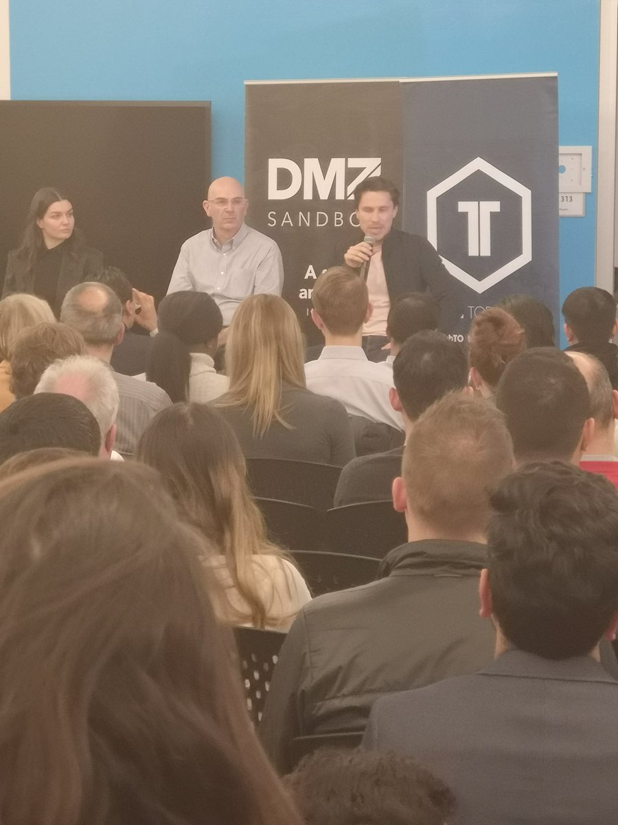TechTO's tweet photo. Spend at least three months preparing for a fundraiser and if you know what coffee they drink then you're ahead - @NikolaiB CEO & Co-founder at @opencare #TechTO #DMZsandbox https://t.co/b6yal1G0qT